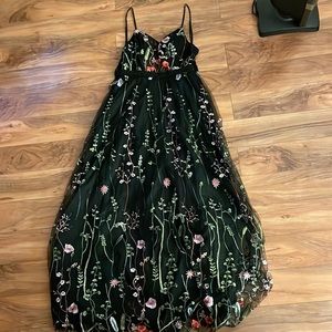 Black Floral dress only worn once for beauty pageant. Willing to adjust price